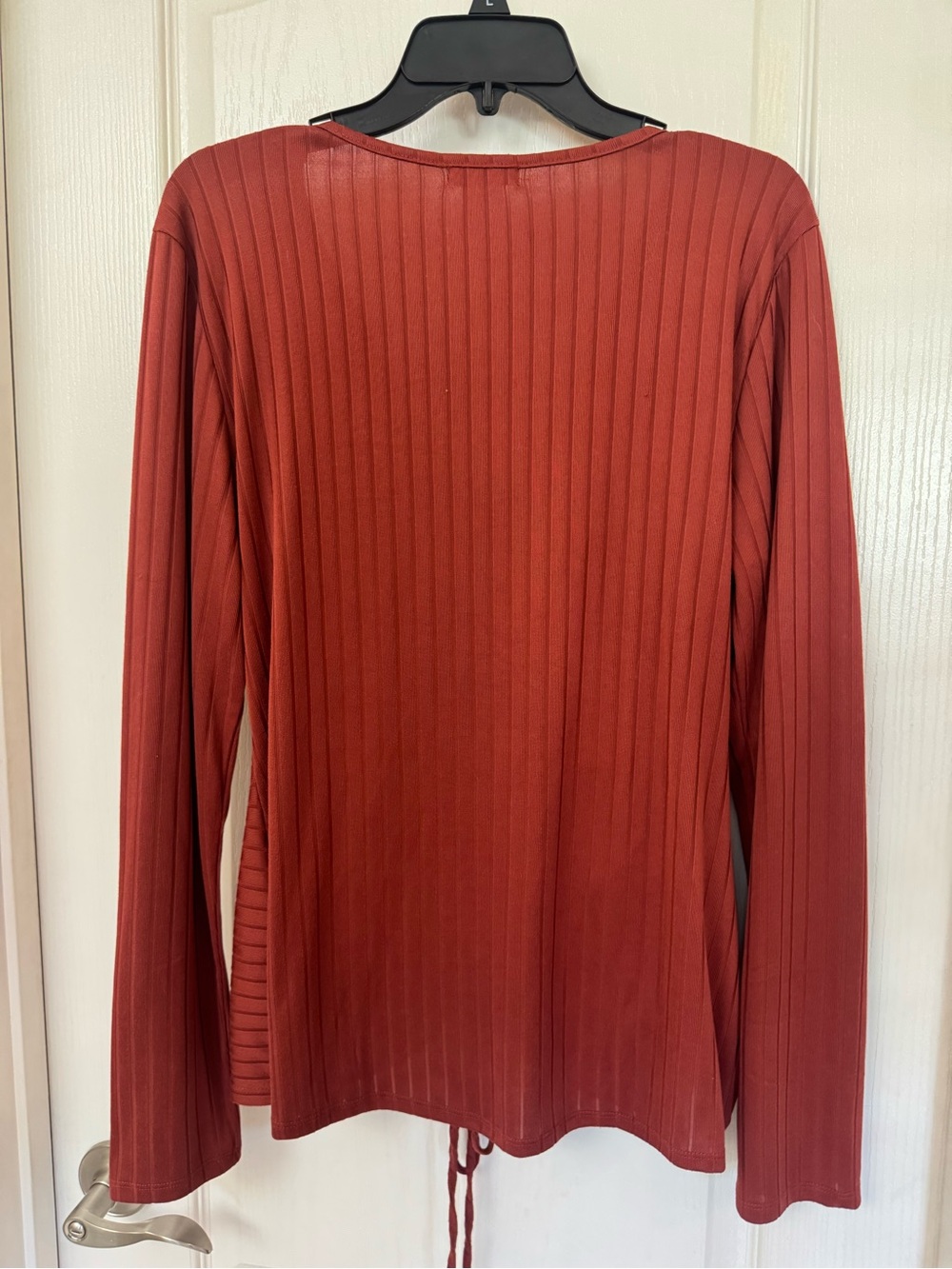VENUS Ribbed Rust Red Stretch Top - Picture 3 of 3